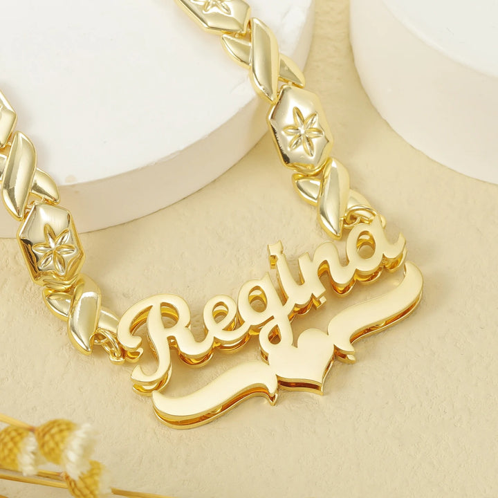 XOXO Double Plated Heart Name Necklace - ClickNShopGoods