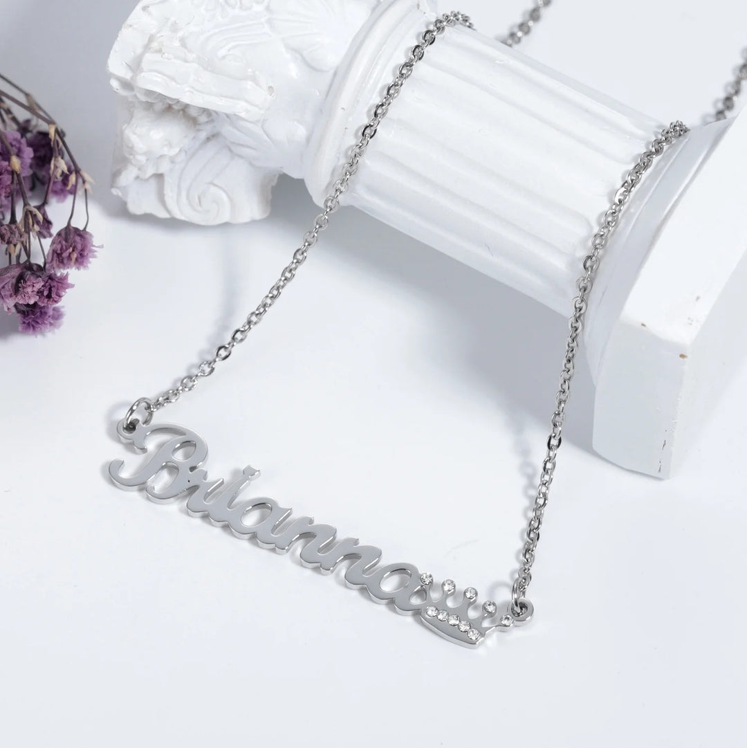 Iced Crown CZ Name Necklace - ClickNShopGoods