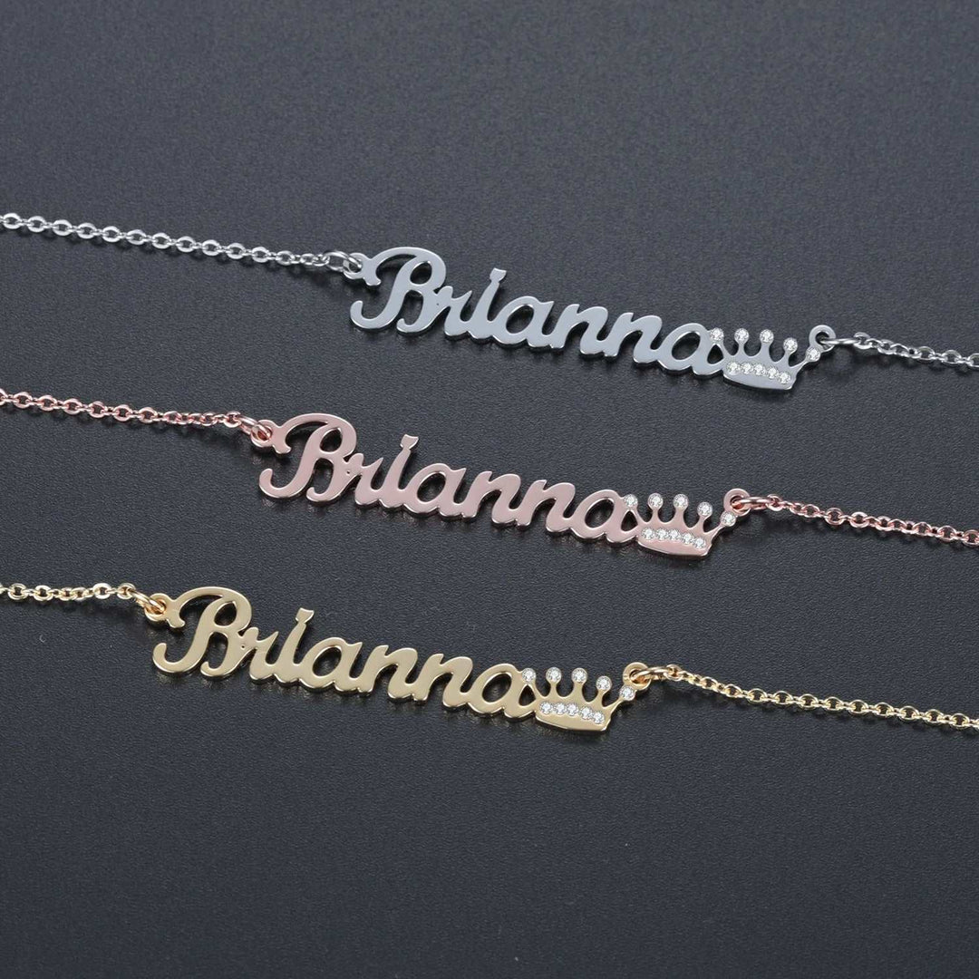 Iced Crown CZ Name Necklace - ClickNShopGoods