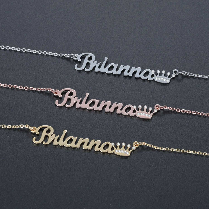 Iced Crown CZ Name Necklace - ClickNShopGoods