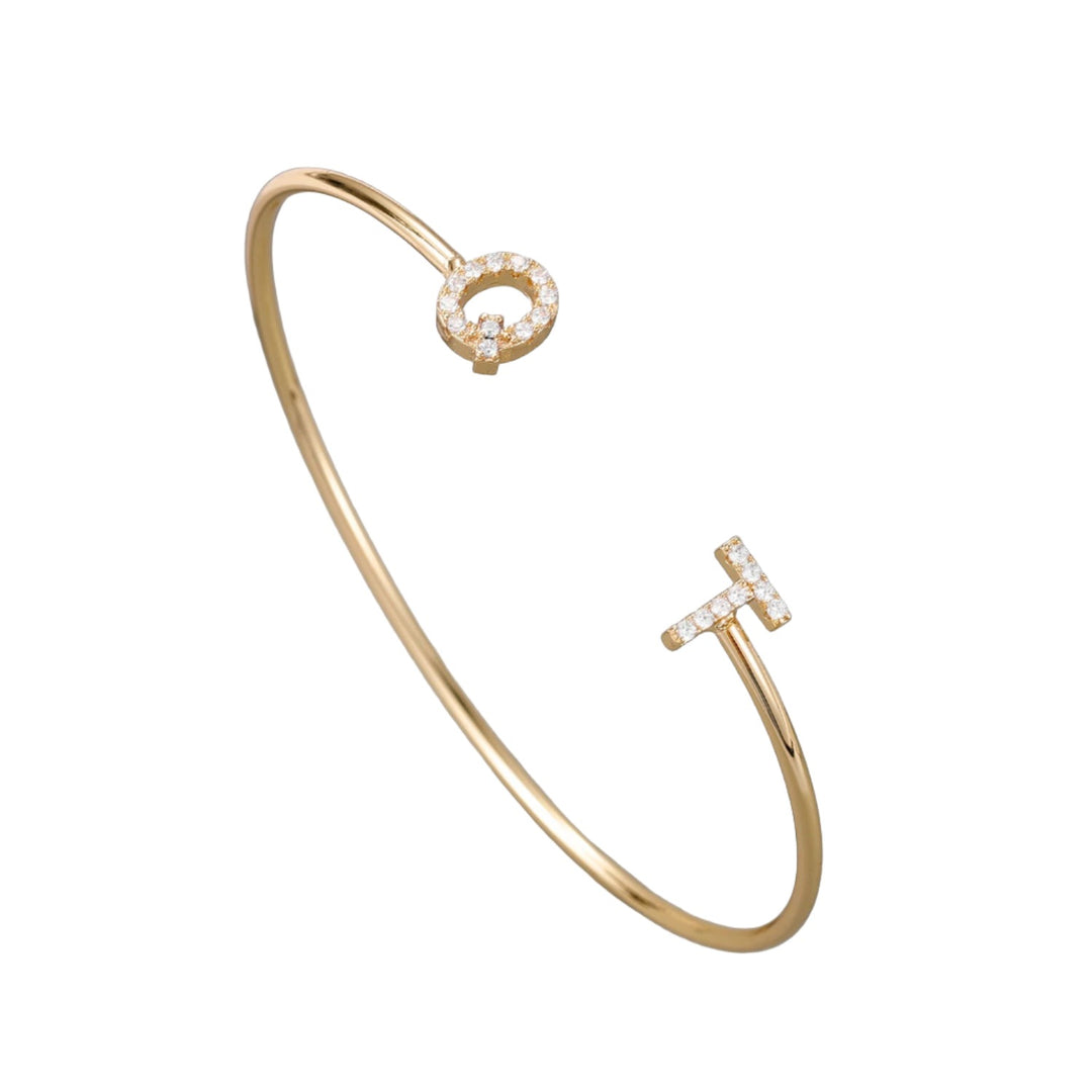 Adjustable CZ Initial Letter Bangle - ClickNShopGoods