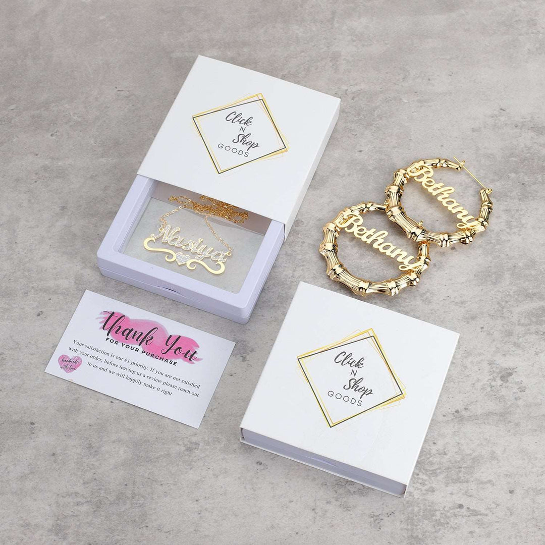 Double Plated Two Tone Hearts Name Necklace - ClickNShopGoods