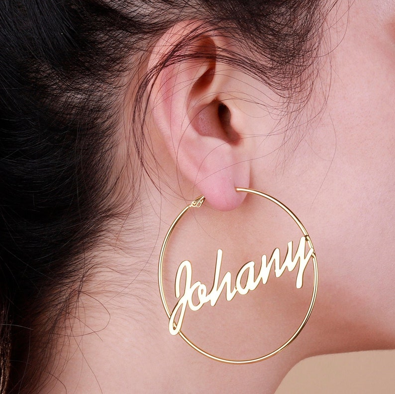 Custom Cursive Name Hoop Earrings - ClickNShopGoods