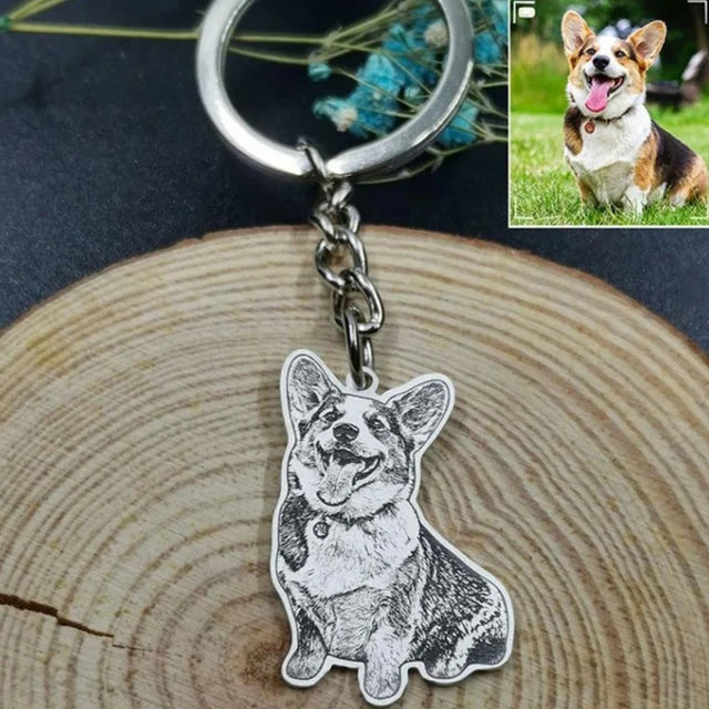 Personalized Engraved Pet Photo Keychain