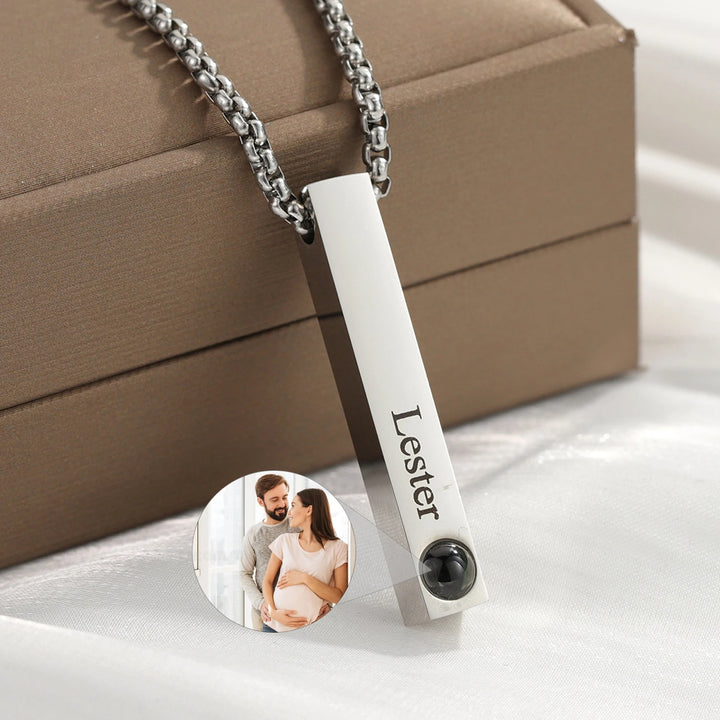 Personalized Bar Projection Photo Necklace