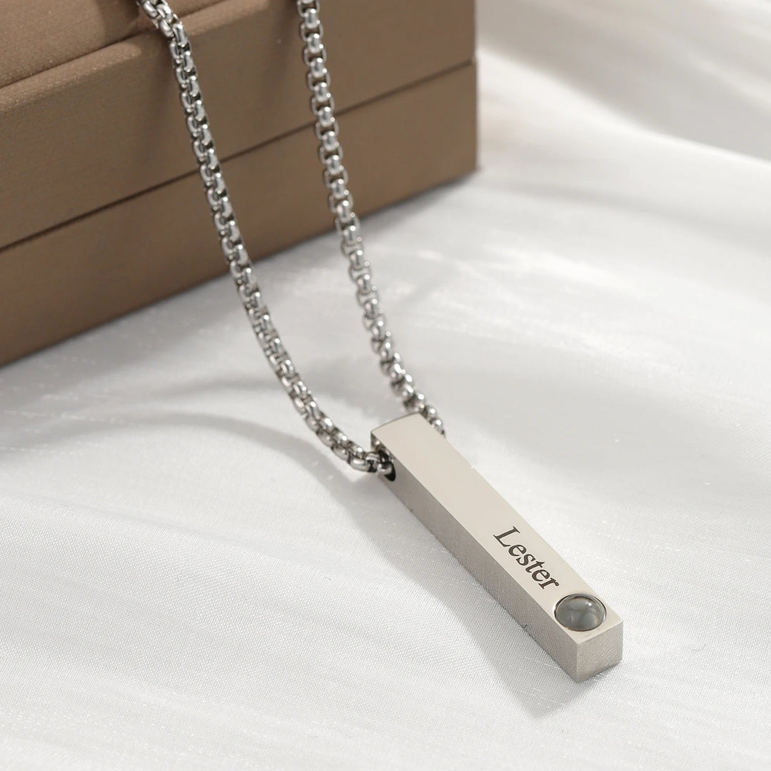 Personalized Bar Projection Photo Necklace