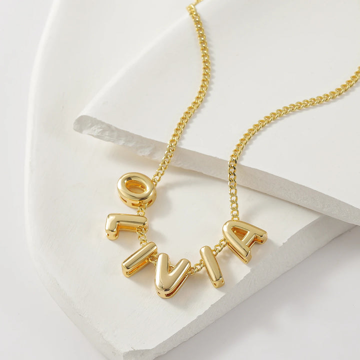 3D Bubble Initial Name Necklace - ClickNShopGoods