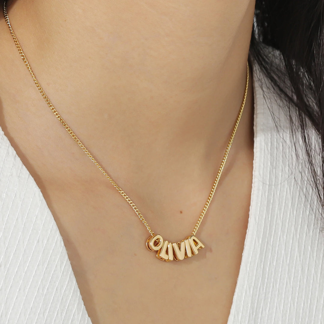 3D Bubble Initial Name Necklace - ClickNShopGoods