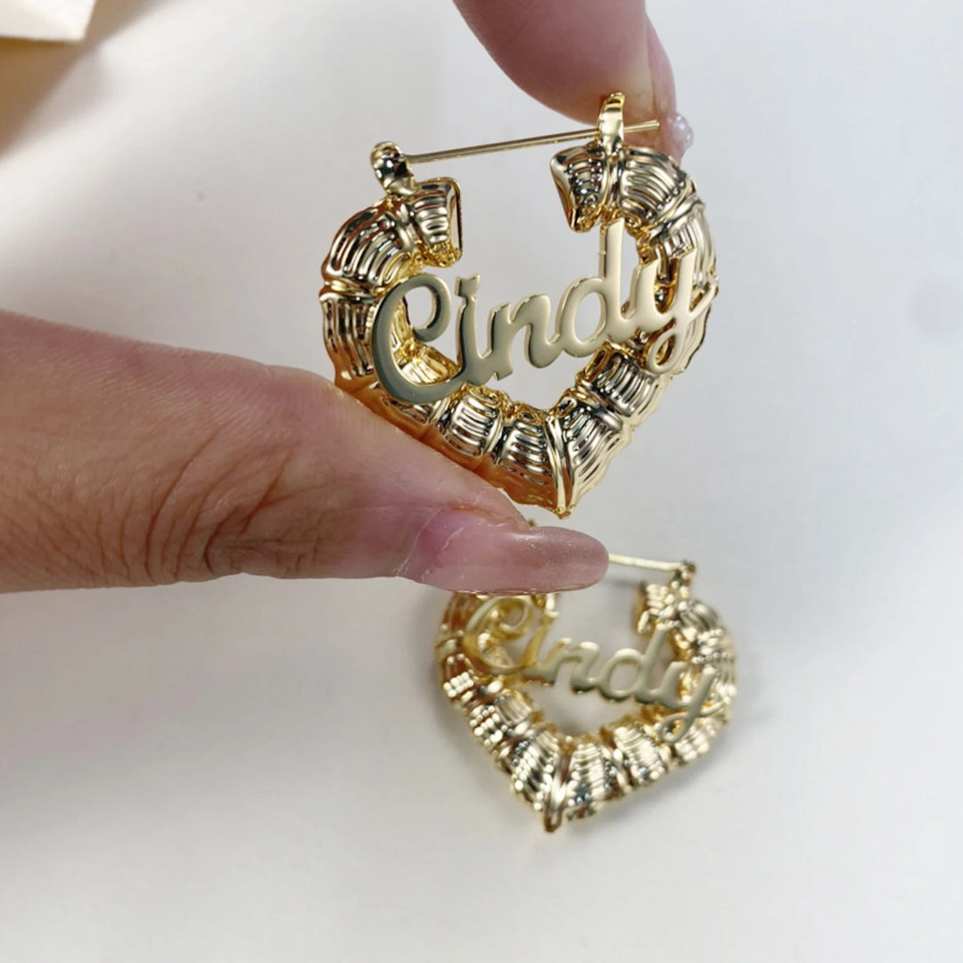 Custom Heart Bamboo Earrings - ClickNShopGoods