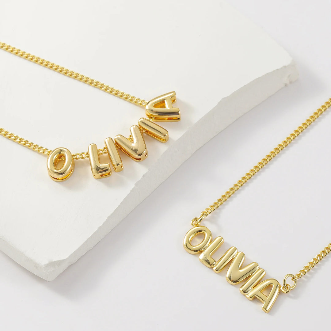 3D Bubble Initial Name Necklace - ClickNShopGoods