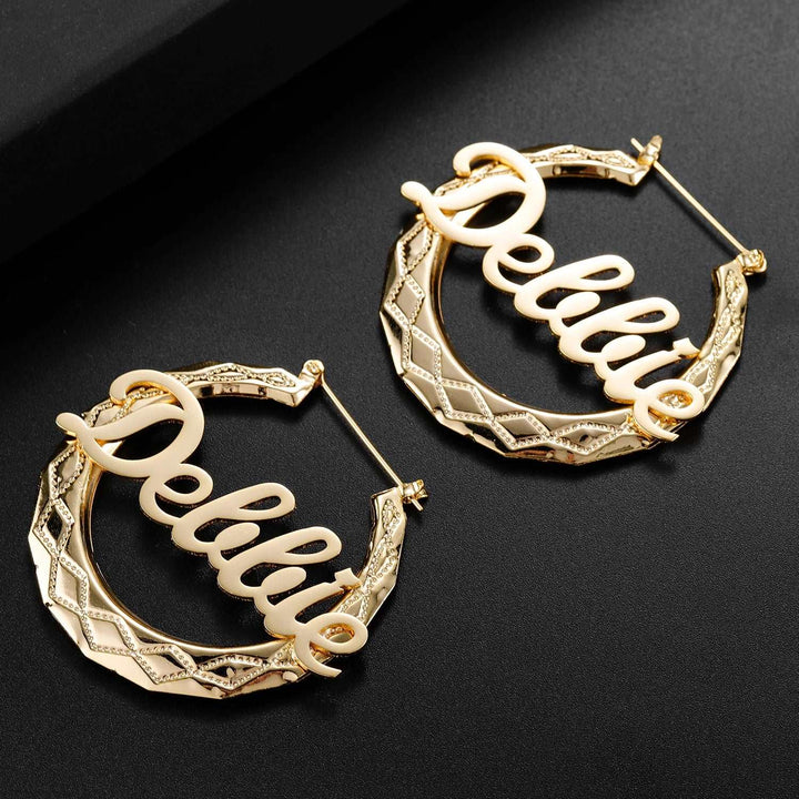 Bamboo Hoop Name Earrings - ClickNShopGoods