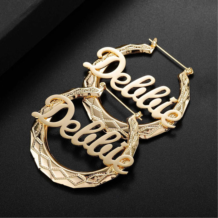 Bamboo Hoop Name Earrings - ClickNShopGoods