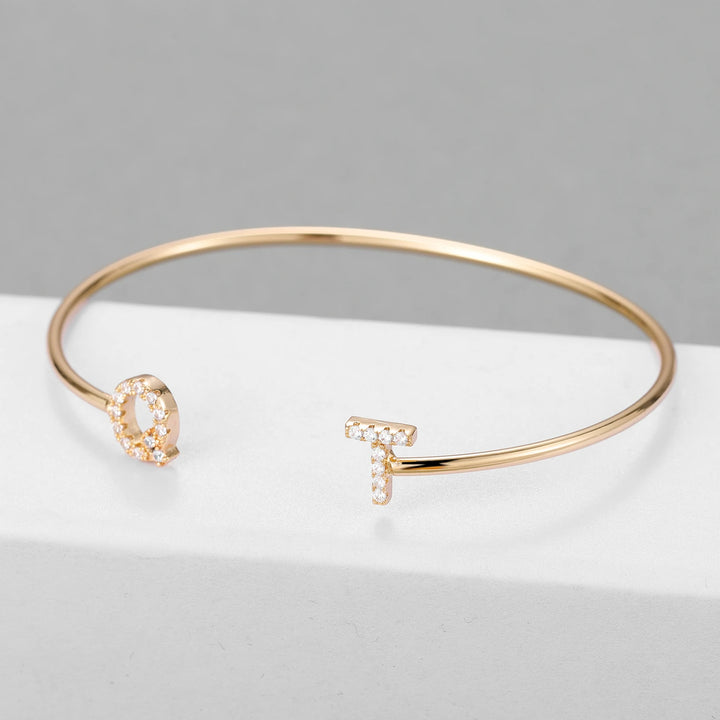 Adjustable CZ Initial Letter Bangle - ClickNShopGoods