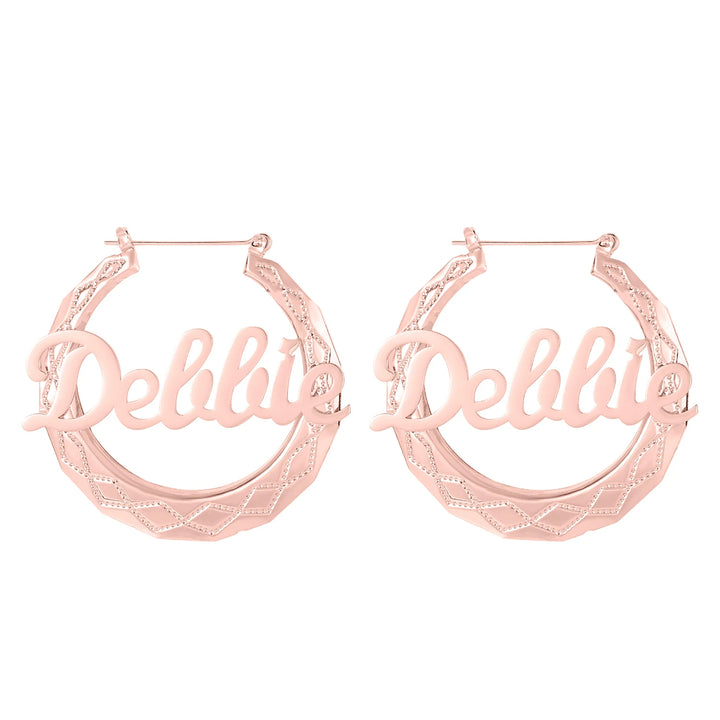 Bamboo Hoop Name Earrings - ClickNShopGoods