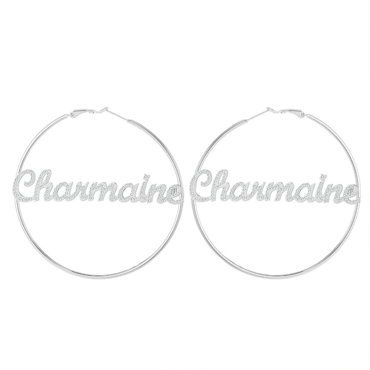 Iced Out Hoop Name Earrings - ClickNShopGoods