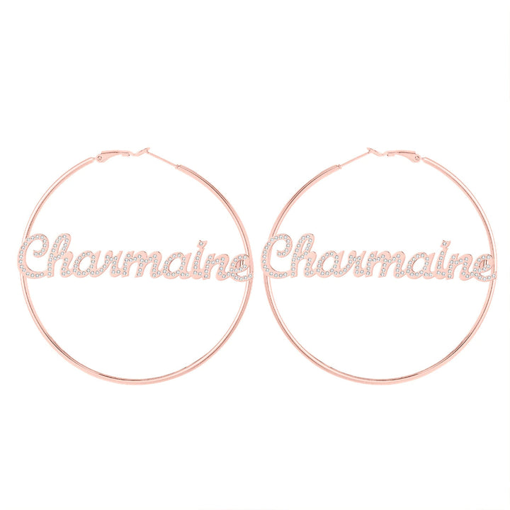 Iced Out Hoop Name Earrings - ClickNShopGoods