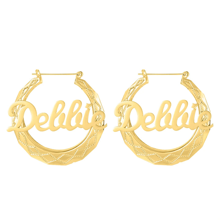 Bamboo Hoop Name Earrings - ClickNShopGoods