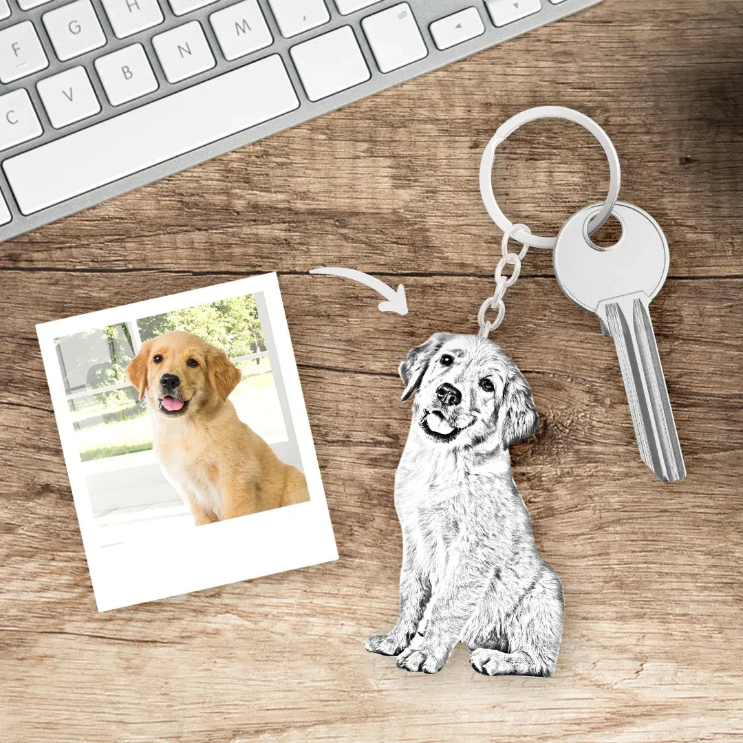 Personalized Engraved Pet Photo Keychain