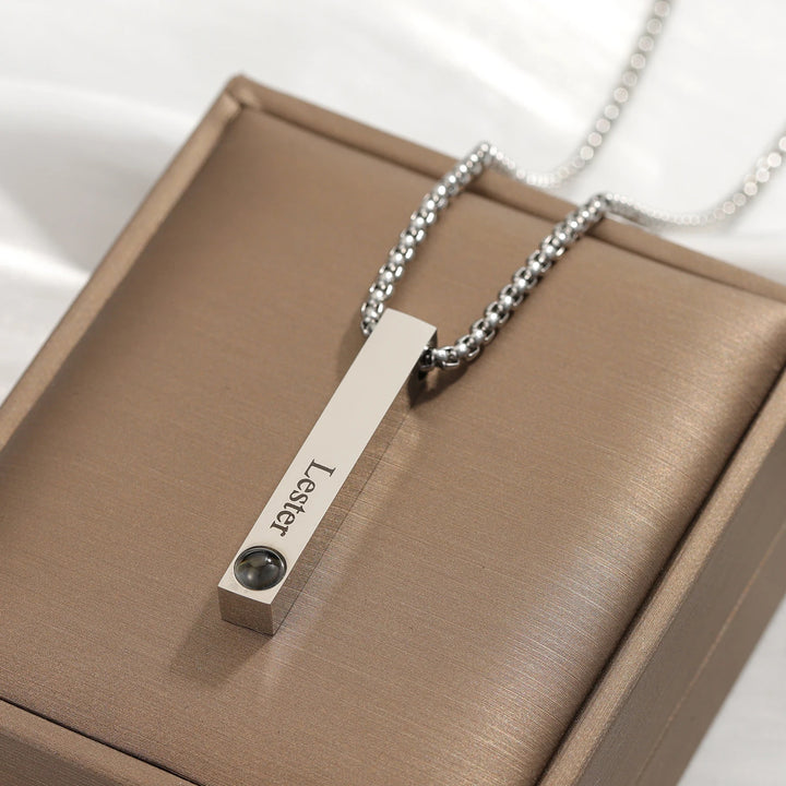 Personalized Bar Projection Photo Necklace