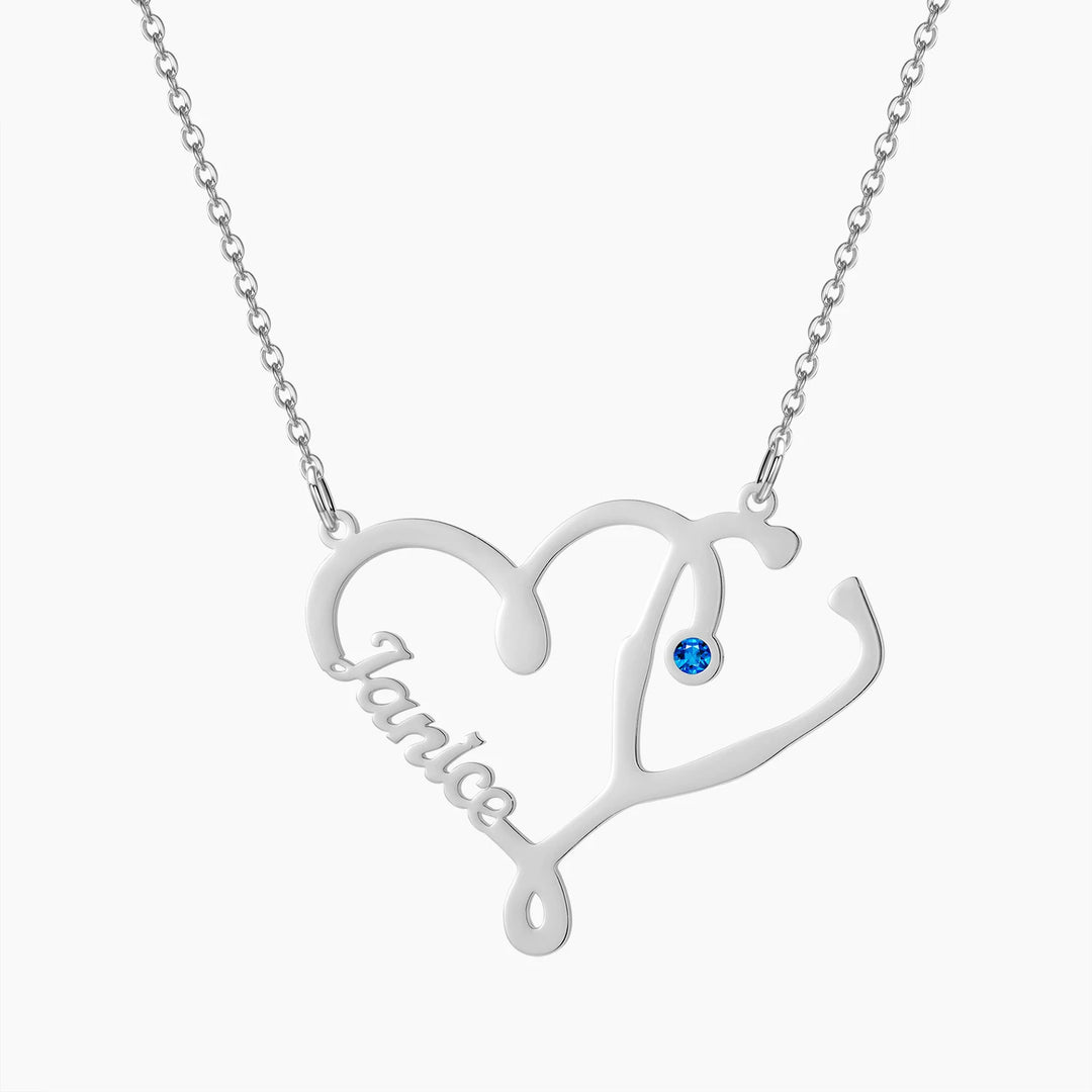 Personalized Stethoscope Birthstone Name Necklace - ClickNShopGoods