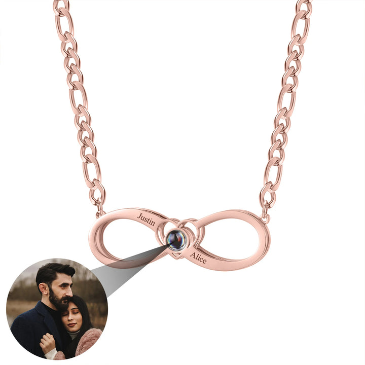 Custom Double Plated Infinity Projection Photo Necklace