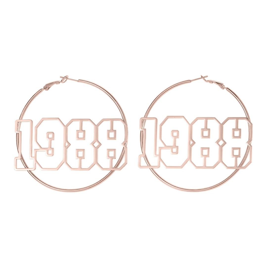 Custom Hoop Year Earrings - ClickNShopGoods