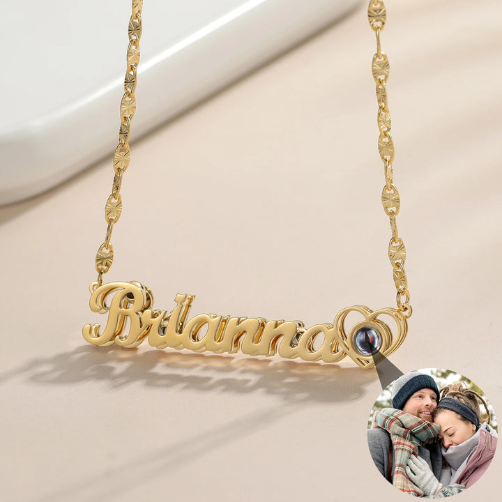 Custom Projection Photo Heart Necklace