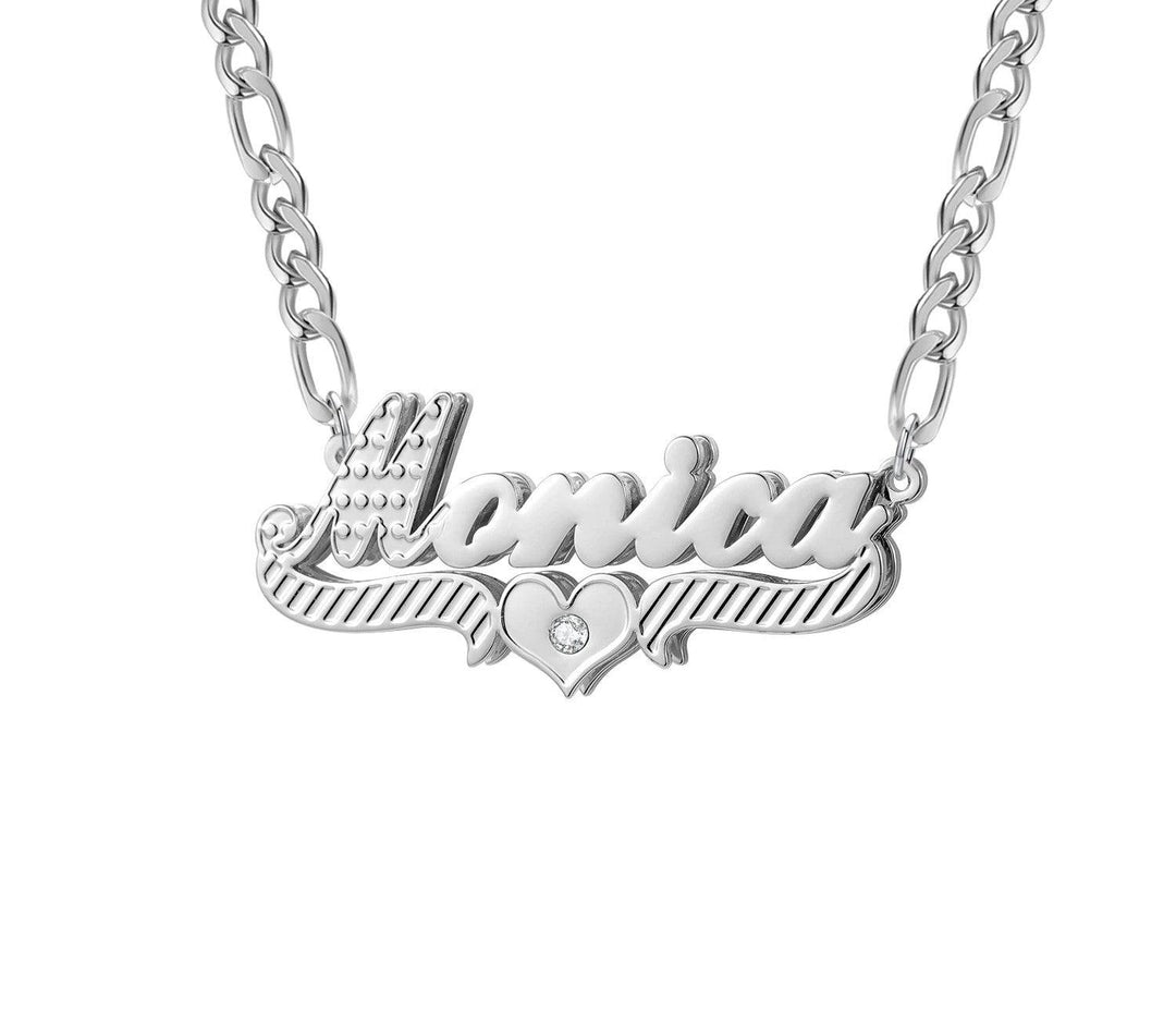 a silver necklace with the word love on it