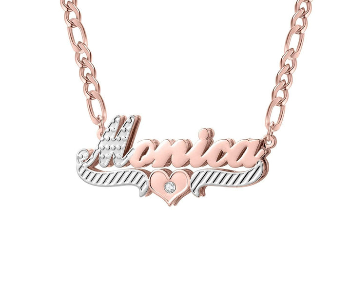 a rose gold necklace with a name on it